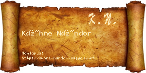 Kühne Nándor névjegykártya